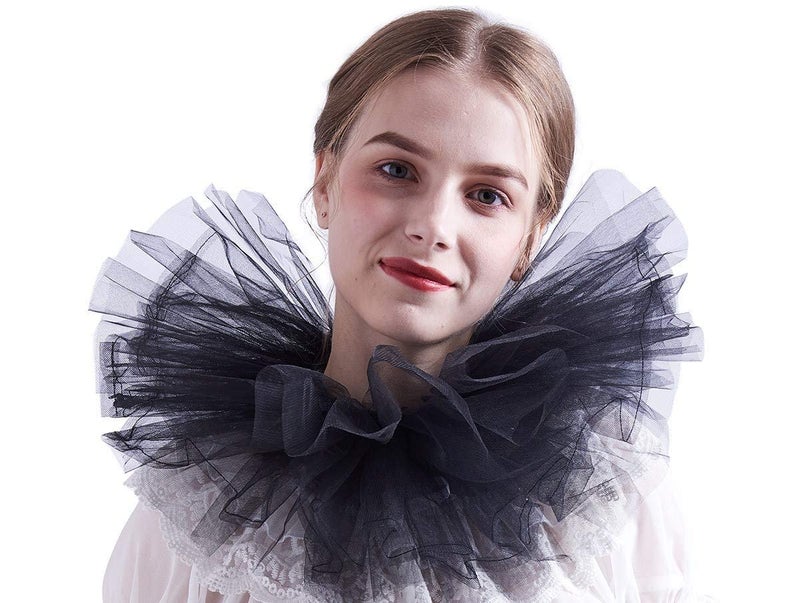 Blessume Retro Neck Ruff Ruffle Collar, Black, One size - Image 2
